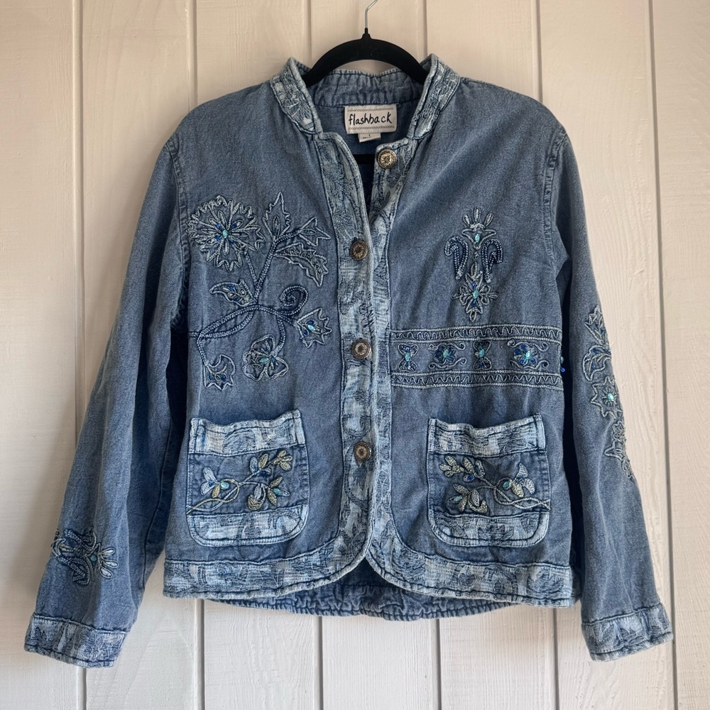 Vintage Flashback Denim Beaded Jacket
